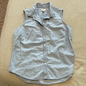 J. Crew Factory Light Blue Denim Sleeveless Shirt Medium